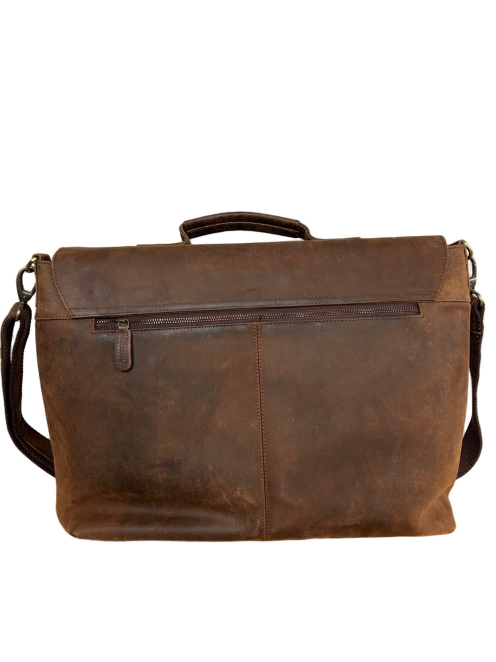 KomalC Vintage Distressed Leather Messenger Bag Brown Satchel Briefcase Academia - Picture 2 of 7